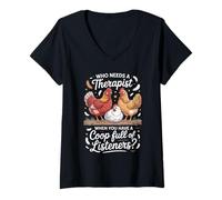 Womens Farming Chicken Farmer Raising Chickens Hen V-Neck T-Shirt