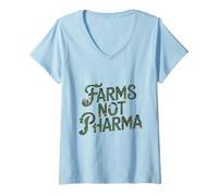 Womens Farms Not Pharma Food As Medicine Sustainable Farming Humor V-Neck T-Shirt