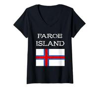 Womens Faroe Island Flag Foroyar Faroe Island V-Neck T-Shirt