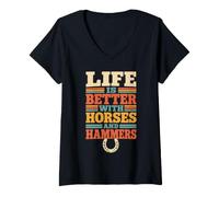Women's Farrier Life Horseshoer V-Neck T-Shirt
