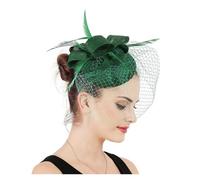 Women's Fascinator Hat Imitation Sinamay Feather Tea Party Pillbox Flower Millinery Church Cocktail Headwear(Green)