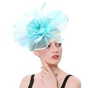 Women's Fascinator with Flowers & Feathers, Dual Function Hair Clip & Headband Hat for Weddings, Cocktail Parties, Tea Parties, Races