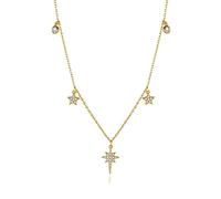 Women's Fashion 925 Sterling Silver Dazzling Cz Cross Heart Star Pendant Short Necklace For Women Girls Gift
