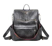 Women's Fashion Backpack Waterproof Anti-Theft Pu Leather Satchel Handbags And Shoulder Bag Retro Multipurpose Travel Rucksack Lightweight Zipper Back To School Bags With Removable Straps
