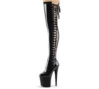 Women's Fashion Boots 20CM Nightclub Over-The-Knee Boots Female Pole Dance Boots PU Side Straps High Heels