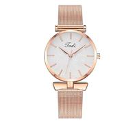 Women's Fashion Business Watch Leaf Classic Graduated Dial Analog Quartz Watch with Mesh Strap Exquisite Casual Watch