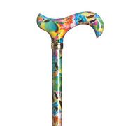 Womens Fashion Cane Height Adjustable Walking Stick in Aqua Angel Fish Design