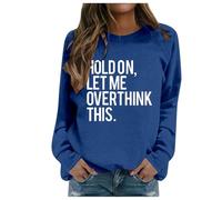 Women's Fashion Casual Autumn and Winter English Letter Print Hoodie Crew Neck Hoodie Long Sleeve Top Skater Clothing, navy, XXL