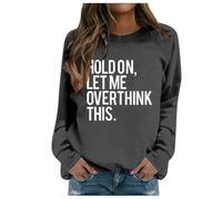 Women's Fashion Casual Autumn and Winter English Letter Print Hoodie Crew Neck Hoodie Long Sleeve Top Skater Clothing, gray, XXL