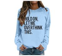Women's Fashion Casual Autumn and Winter English Letter Print Hoodie Crew Neck Hoodie Long Sleeve Top Skater Clothing, sky blue, XXL