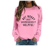 Women's Fashion Casual Autumn and Winter English Letter Print Hoodie Crew Neck Hoodie Long Sleeve Top Skater Clothing, pink, L
