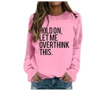 Women's Fashion Casual Autumn and Winter English Letter Print Hoodie Crew Neck Hoodie Long Sleeve Top Skater Clothing, pink, L