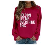 Women's Fashion Casual Autumn and Winter English Letter Print Hoodie Crew Neck Hoodie Long Sleeve Top Skater Clothing, Wine Red, M