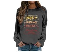Women's Fashion Casual Autumn and Winter English Letter Print Hoodie Round Neck Hoodie Long Sleeve Top Pullover Red Women, gray, S