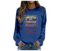 Women's Fashion Casual Autumn and Winter English Letter Print Hoodie Round Neck Hoodie Long Sleeve Top Pullover Red Women, navy, S