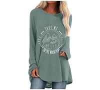 Women's Fashion Casual Print O-Neck Loose Long Sleeve T-Shirt Top Blouse Pullover T Shirts Women's V Neck, blue, S