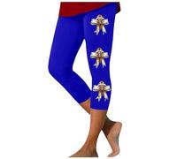 Women's Fashion Casual Rugby Print Fleece Dress Winter Yoga Pants Leggings Capri Warm Trousers, Blu-d, L