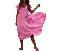 Women's Fashion Casual Summer Metal Neck Printed Strapless Dress Shoes 1950s, pink warm, XXXXL