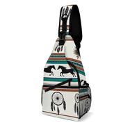 Women's Fashion Chest Bag, Travel Shoulder Pack, Southwest Native American Ethnic Horse Dreamcatcher Art Small Cross Body Sling Bag