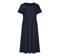 Women's Fashion Cotton Linen Dresses Short Sleeve Crewneck Maxi Pleated Front Sundress Casual Loose Fit Beach Travel Dress Beach Dress Long Navy XXL