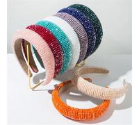 Women's Fashion Crystal Beaded Wound Headband A Polyester And Plastic Hair Accessory For Travel And Stylish Outings