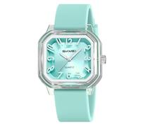 Womens Fashion Cute Jelly Transparent Quartz Watch Large Face Soft Silicone Strap Clear Easy Reader Waterproof Casual Lightweight Sport Wristwatch, Mint Blue, Fashion, Simple, Casual