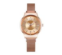 Women's Fashion Diamond Simple Scales Dial Mesh Chain Magnetic Buckle Analog Quartz Watch, pink gold