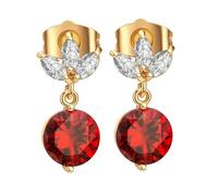 Womens Fashion Earrings, Gold Earrings Stud Leaf with Round Red Cubic Zirconia 20X8mm for Wife Mother'S Day Jewelry Modern