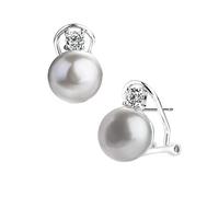 Women's Fashion Earrings Sterling Silver Natural Freshwater Cultured Pearl Omega Clip Stud Earrings for Women Colorful Fashion Handmade Jewelry Gift Lasting (Gray 1 pair)