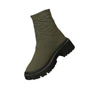 Women's Fashion Fly Weave Short Boots Mesh Thick Sole Short Heel Mid Calf Boots Boots Wide Calf for Women Dress Boot (Green, 5.5)