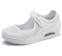 Women's Fashion Flying Woven Cosy Walking Shoes Size 3.5-8UK Super Lightweight Gym Sports Running Shoes Shock Absorbing Trainers White