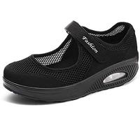 Women's Fashion Flying Woven Cosy Walking Shoes Size 3.5-8UK Super Lightweight Gym Sports Running Shoes Shock Absorbing Trainers Black