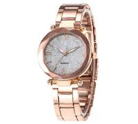 Women's Fashion Glitter Starry Sky Diamond Inlaid Simple Dial Quartz Analog Watch Luxury Stainless Steel Strap Casual Watch, White, bracelet