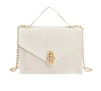 Women's Fashion-Hasp Chains Square Shoulder Bag Men's Laptop 17 (White, One Size)