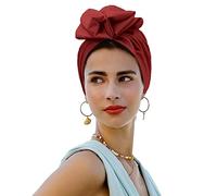 Women's Fashion Head Scarf Head Wrap Cap Hair Scarf, Head Scarf for Women UK French Retro Turban for Women Flower Set Head Cap Head Scarves (Wine)
