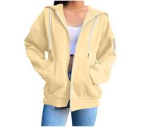 Women's Fashion Hoodies Lightweight Zip Up Long Sleeve Loose Fit Sweatshirt with Pockets Casual Warm Sports Autumn Winter Travel Hoodie sweatshirt women uk zip up Yellow XL