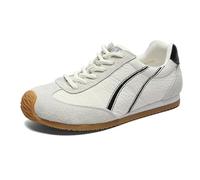 Women's Fashion Mesh Trainers - Casual Lace-Up Lightweight Spring Autumn Breathable Oxford Sneakers with Color Matching Trend, Versatile Flats Shoes,White-37