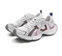 Women's Fashion Mesh Trainers - Casual Lace-Up Lightweight Spring Autumn Breathable Oxford Sneakers with Color Matching Trend, Versatile Flats Shoes,Color-37
