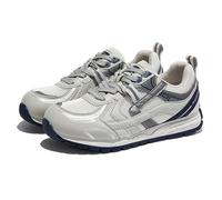 Women's Fashion Mesh Trainers - Casual Lace-Up Lightweight Spring Autumn Breathable Oxford Sneakers with Color Matching Trend, Versatile Flats Shoes,Grey-35