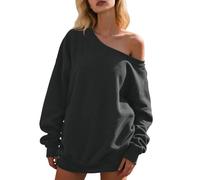 Women's Fashion One Shoulder Sweatshirts Solid Off The Shoulder Trendy Tops Aesthetic Outfits Comfort Cotton Sweatshirts Funny 2025 Workou Personalized Cool Womens Y2K Vintage Cute Black