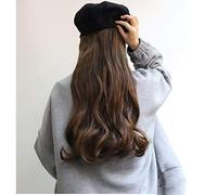 Women'S Fashion Popular Long Curly Hair In The Wig Gradient Fiber High Temperature Silk Natural Fluffy Sets Black Beret - E(B)