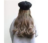 Women'S Fashion Popular Long Curly Hair In The Wig Gradient Fiber High Temperature Silk Natural Fluffy Sets Black Beret - E(C)
