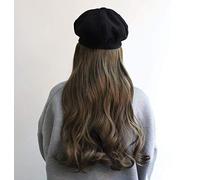 Women'S Fashion Popular Long Curly Hair In The Wig Gradient Fiber High Temperature Silk Natural Fluffy Sets Black Beret - E(E)