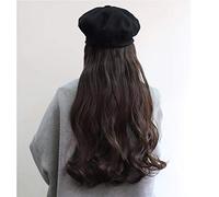 Women'S Fashion Popular Long Curly Hair In The Wig Gradient Fiber High Temperature Silk Natural Fluffy Sets Black Beret - E(A)
