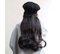 Women'S Fashion Popular Long Curly Hair In The Wig Gradient Fiber High Temperature Silk Natural Fluffy Sets Black Beret - E(D)
