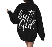 Women's Fashion Printed Crew Neck Zip Padded Sweatshirt Elegant Winter Hat, Black, XXL