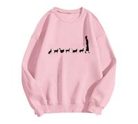 Women'S Fashion Printed Hoodless Sweatshirt | Crew Necks Sweatshirts Sweat Shirts Long Sleeves Fleece Longline Pullover Sweatshirt Tops Casual Loose Coat Warm Going Out Sweatshirt Ladies Pink