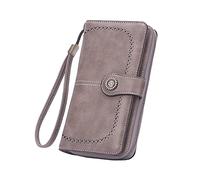 Women's Fashion Retro Long Wallet Multi Function Large Capacity Wallet Handbag Girls Just Wanna Have Funds Wallet (Grey, One Size)