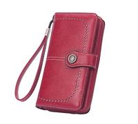 Women's Fashion Retro Long Wallet Multi Function Large Capacity Wallet Handbag Girls Just Wanna Have Funds Wallet (Red, One Size)
