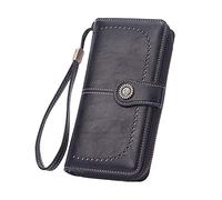 Women's Fashion Retro Long Wallet Multi Function Large Capacity Wallet Handbag Girls Just Wanna Have Funds Wallet (Black, One Size)